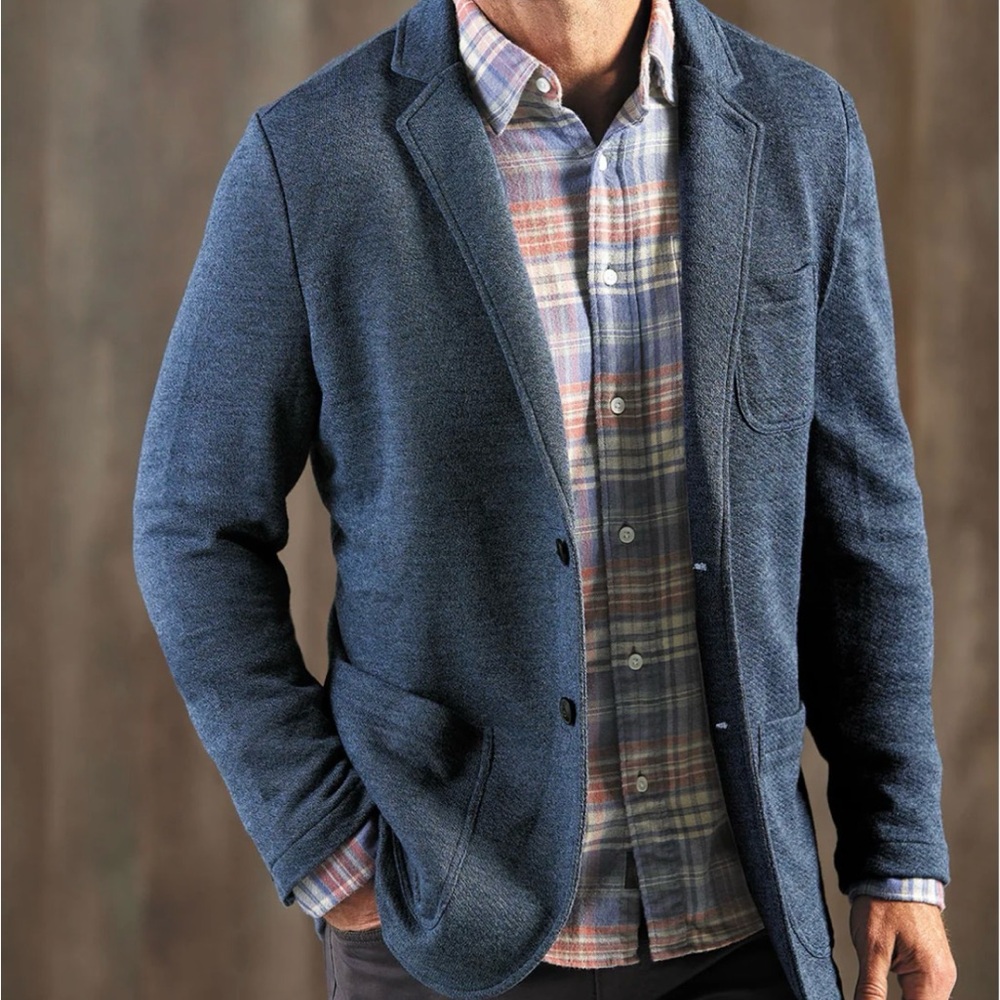 Faherty Inlet Knit Blazer - Deep Navy Melange , men’s size small